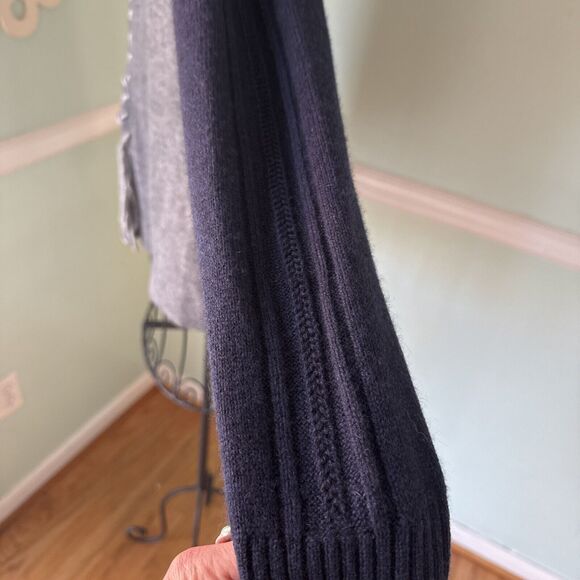 Kinross Cashmere Sweater Small  Turtleneck Gray Blue Tie Back Super Soft EUC - Picture 6 of 6